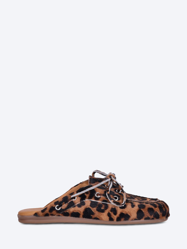 Boat print animal loafer mules 1