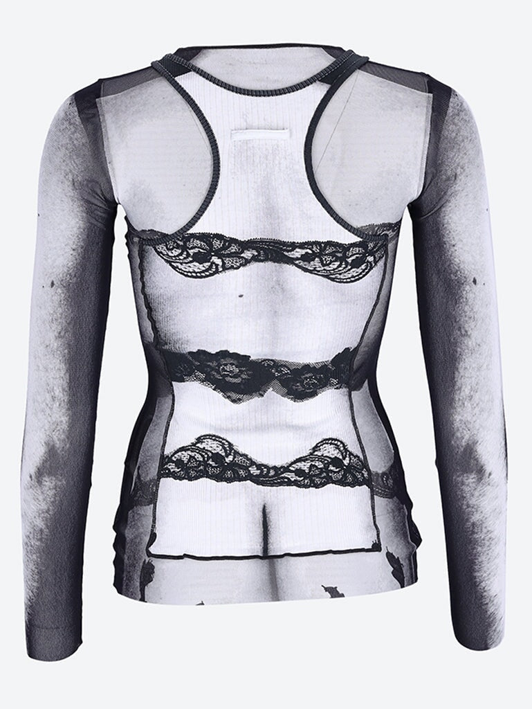 Body lace mariniere printed mesh top 3