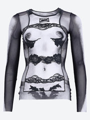 Body lace mariniere printed mesh top ref: