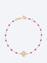Bracelet trèfle porte-bonheur diam ou galaxie rose 17 cm ref: