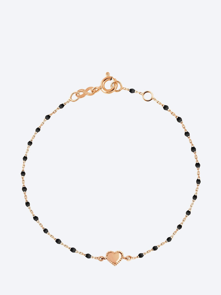 Armband oder Rose Glücksbringer Coeur Resine Noire 17cm 1