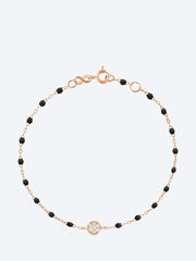 Bracelet puce diamant or rose resine noire 17 cm ref:
