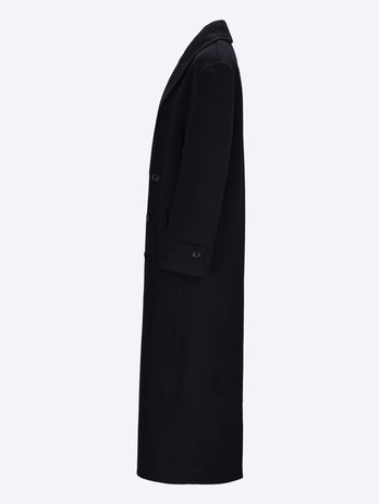 Brushed cashmere wool long coat