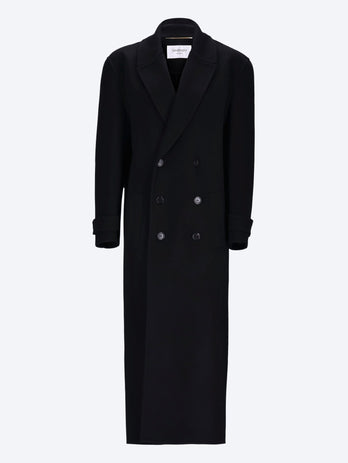 Brushed cashmere wool long coat