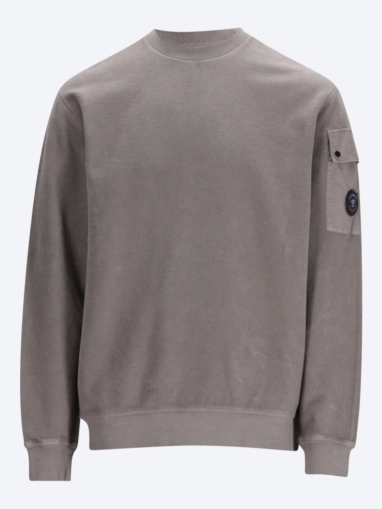 Brushed emerized diagonal fleece sweatshirt 1