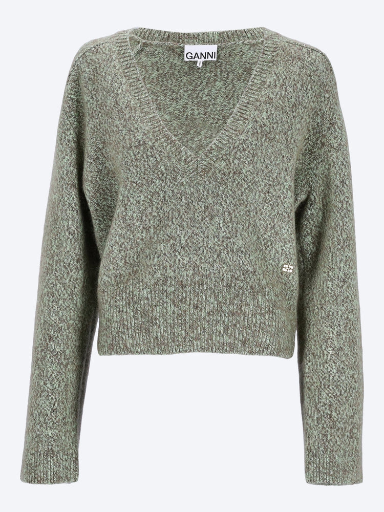 Brushed mohair v-neck knitwear 1