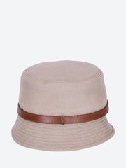 Canvas and leather band bucket hat ref: