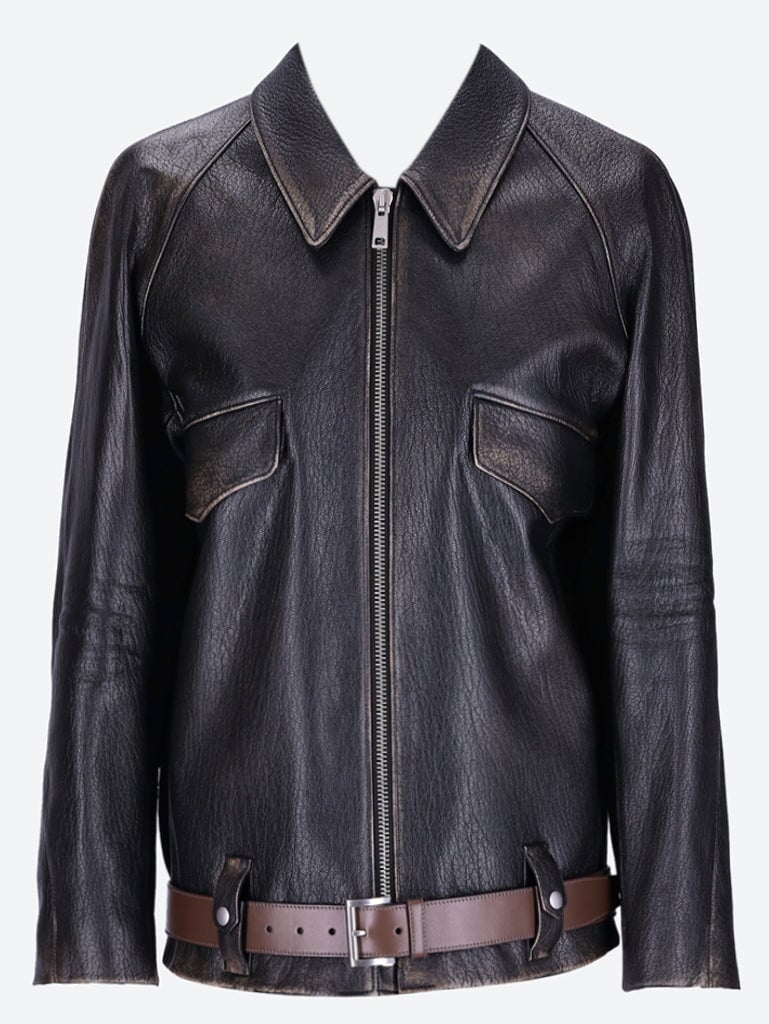 Capra leather belt jacket 1