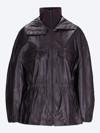 Veste en cuir à col cheminée Carnaby