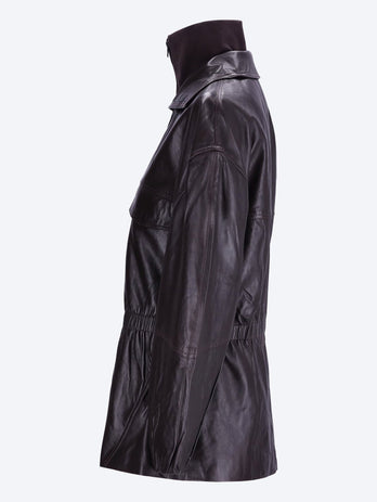 Veste en cuir à col cheminée Carnaby