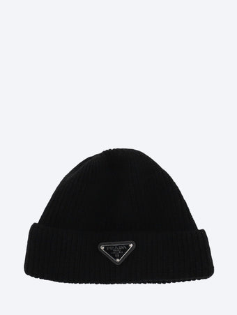 Cashmere wool prada logo cap