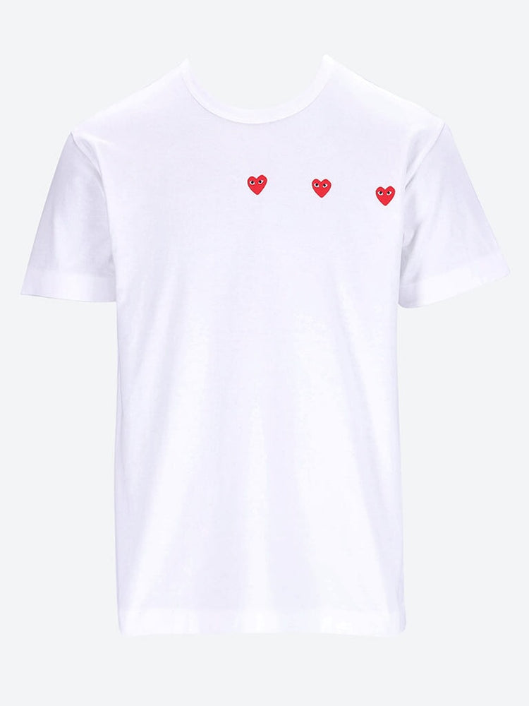 Cdg play 3 heart t-shirt 1