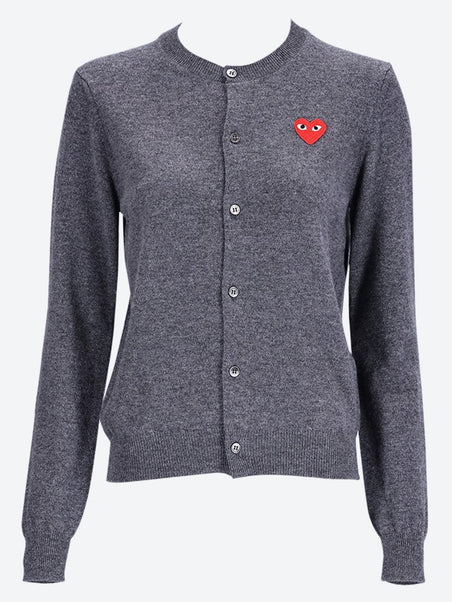 Cdg play red heart cardigan