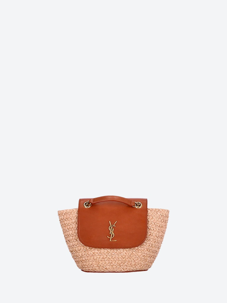 Mini MANON in raffia and aged vegetable-tanned leather 1