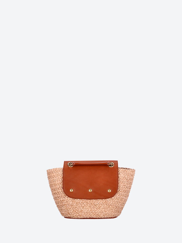 Mini MANON in raffia and aged vegetable-tanned leather 4