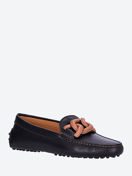Chain rubber calfskin loafers