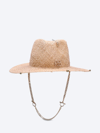 Chain strap fedora hat