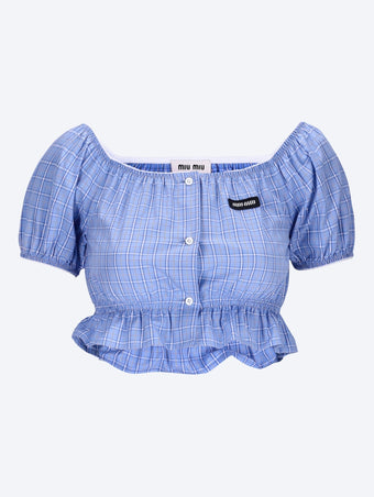 Checked poplin crop top