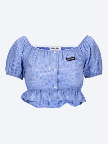 Checked poplin crop top