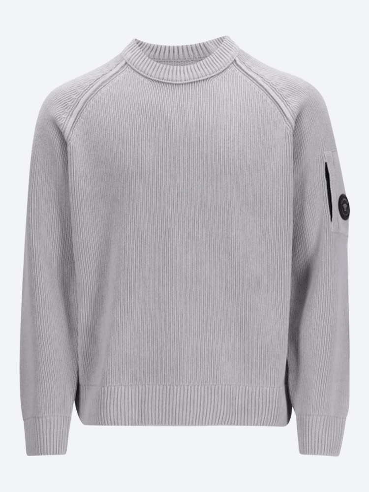 Chenille cotton crewneck lens sweater 1