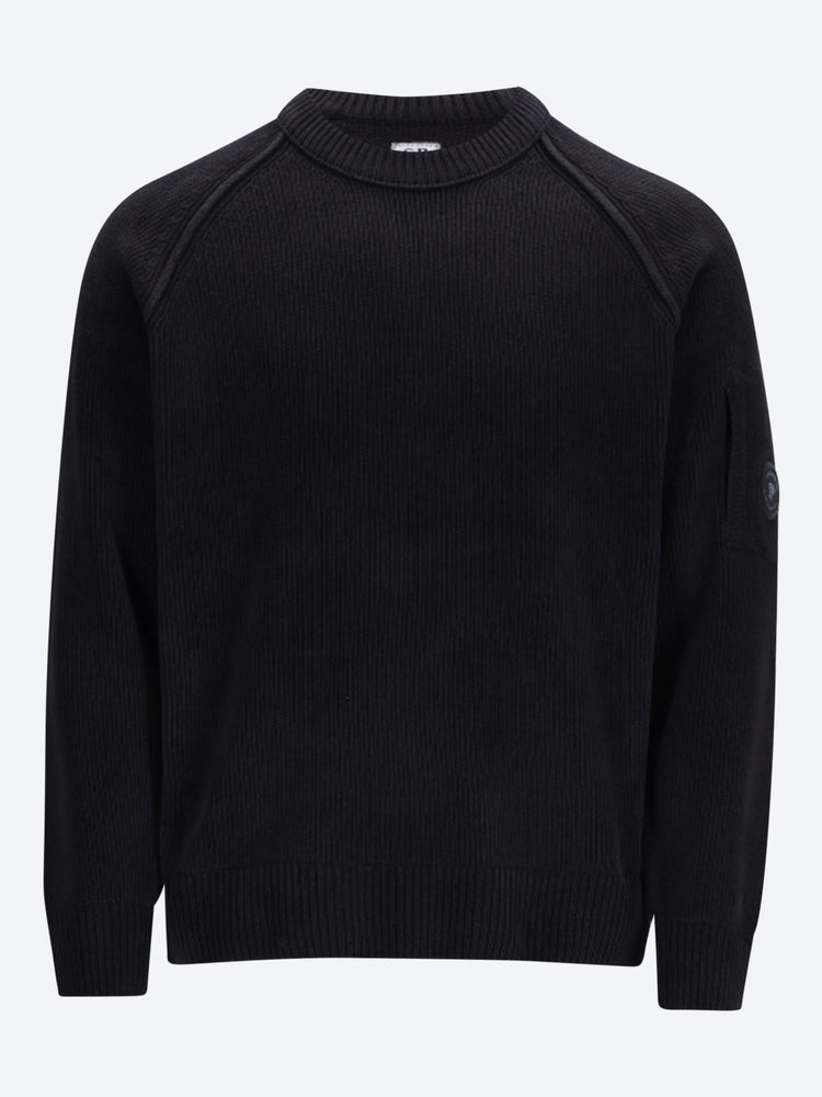 Chenille cotton crewneck lens sweater 1