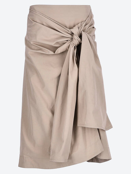 Compact Cotton Skirt With Knot Detail