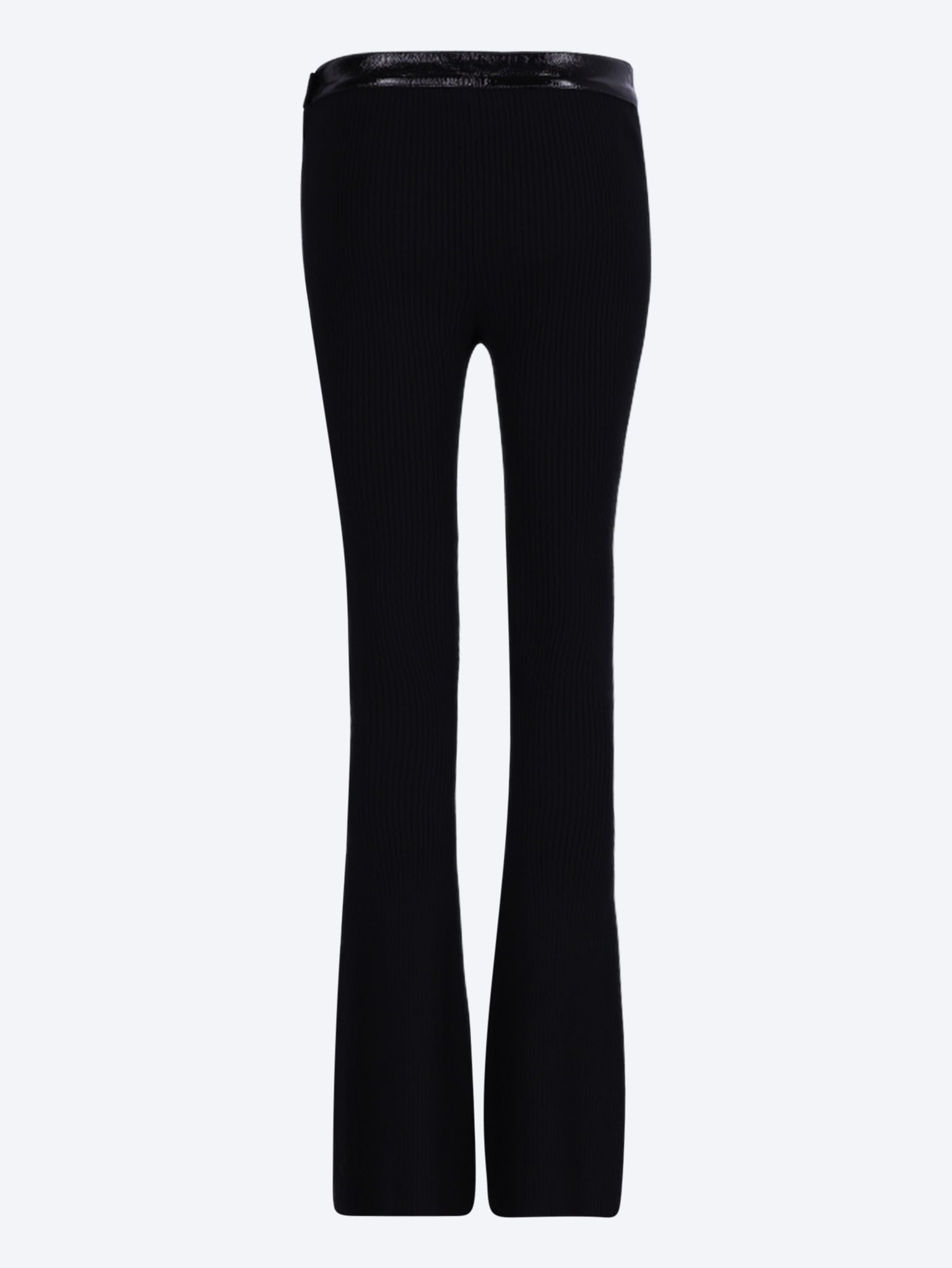 Contrasted vinyl rib knit pants 3