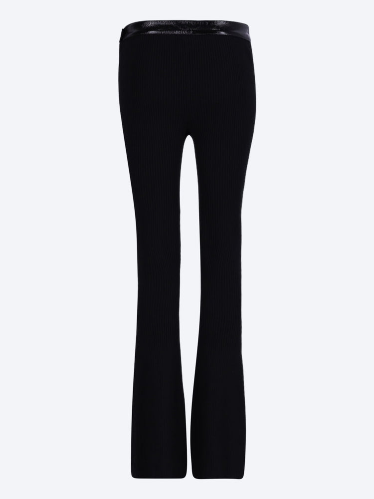 Contrasted vinyl rib knit pants 3