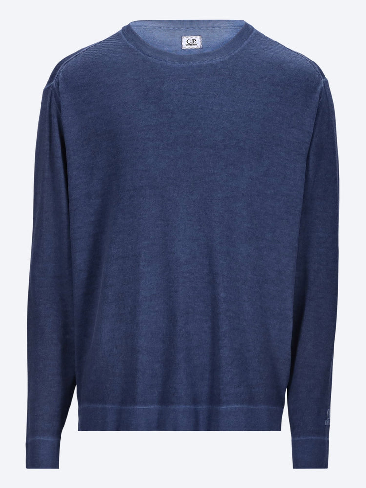 Cotton crepe double dyed crewneck sweater 1
