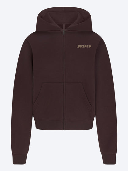 Cotton fleece classic logo zip up hoodie