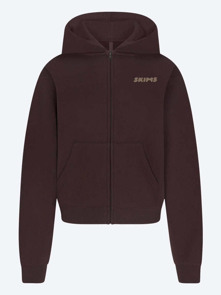 Cotton fleece classic logo zip up hoodie 1