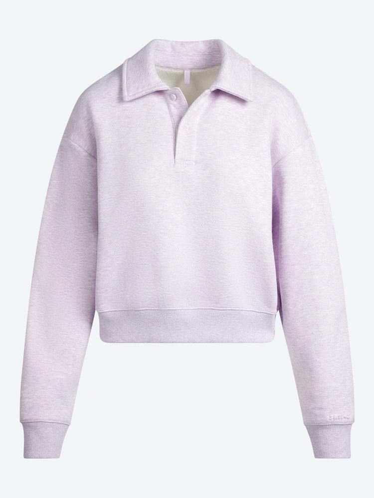 Cotton fleece polo sweatshirt 1