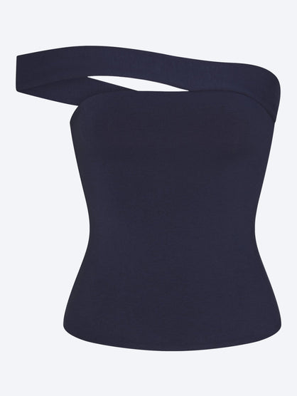 Cotton jersey asymmertical top