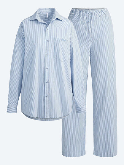 Cotton poplin sleep oversized long