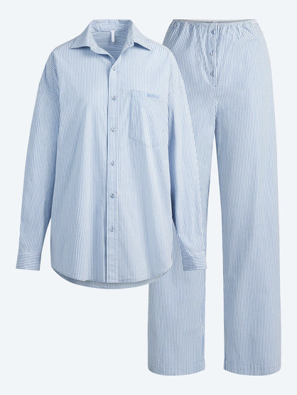 Cotton poplin sleep oversized long
