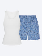 Cotton poplin sleep tank and boxer set ref: