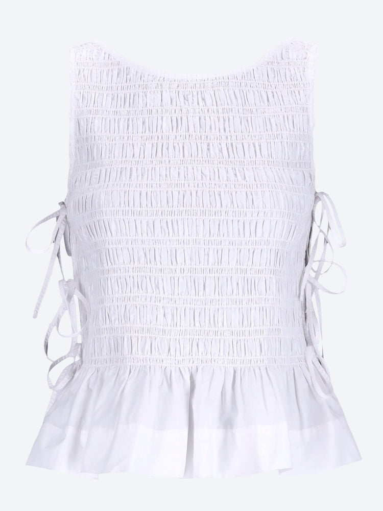 Cotton poplin smock tie string top blouse 1