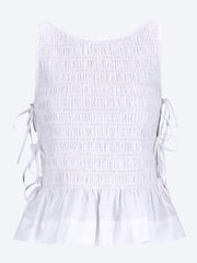 Cotton poplin smock tie string top blouse ref: