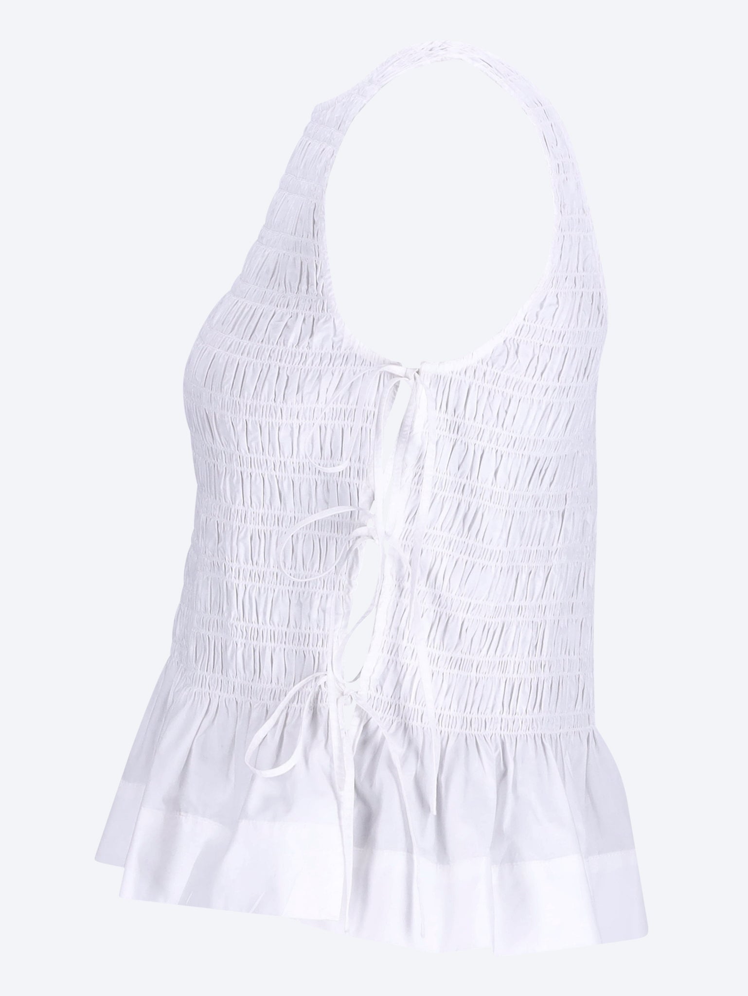 Cotton poplin smock tie string top blouse 2