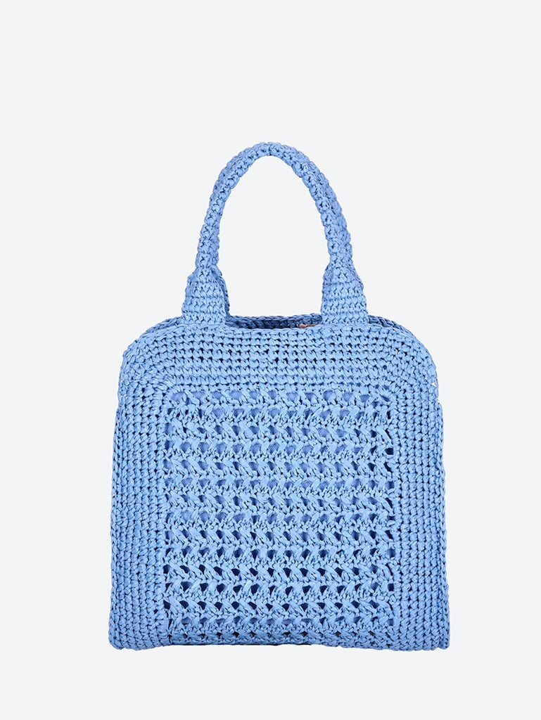 Raffia-effect crochet fabric tote bag 4