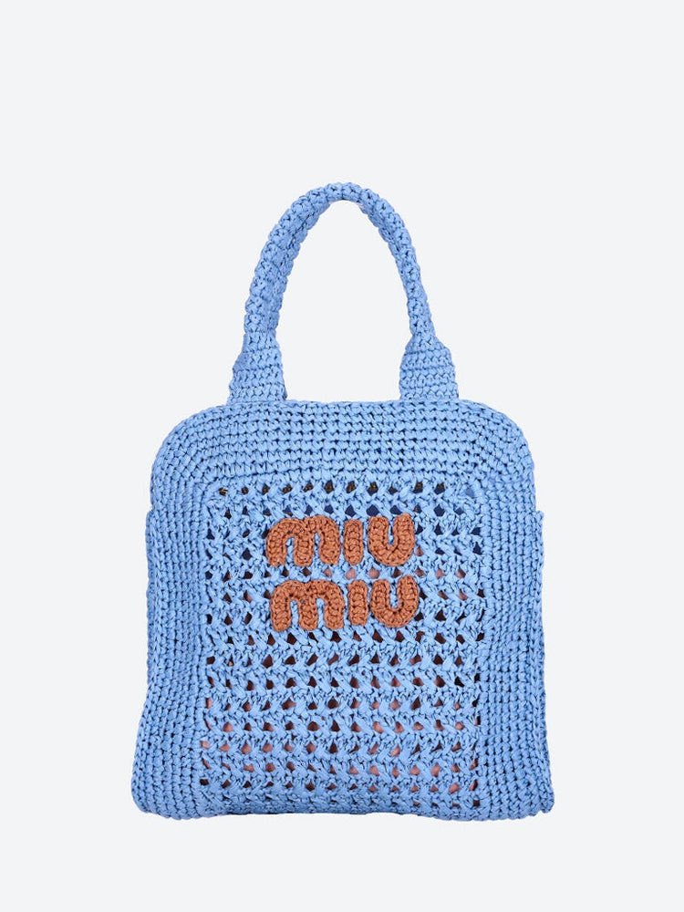 Raffia-effect crochet fabric tote bag 1