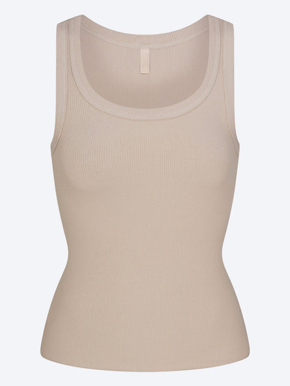 Cotton rib high scoop tank