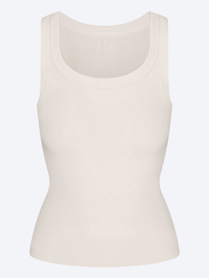 Cotton rib high scoop tank