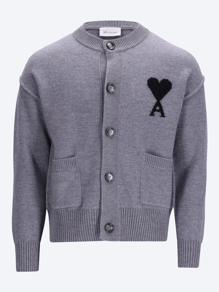 Crewneck cardigan with contrasted ami de coeur 1