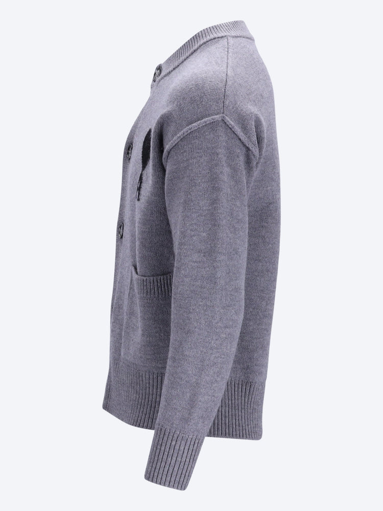 Crewneck cardigan with contrasted ami de coeur 2