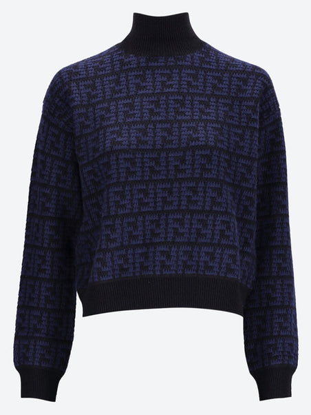Crochet ff cash turtleneck sweater