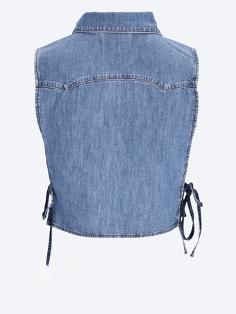 Cropped chambray tie shirt