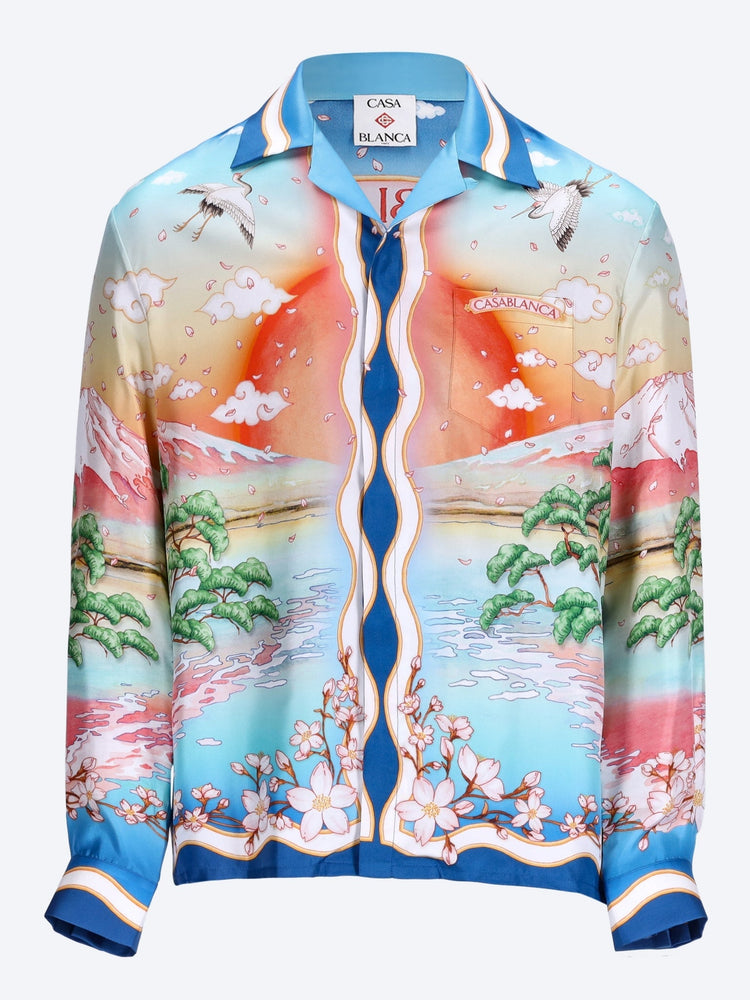 Cuban collar long sleeve shirt 1
