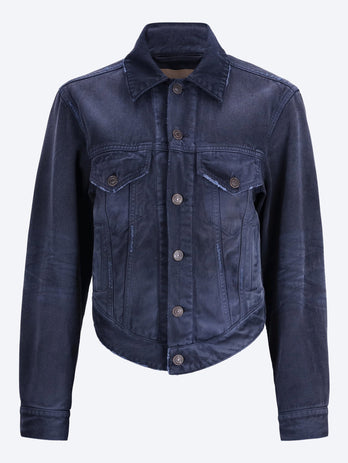 Curved waistband denim jacket