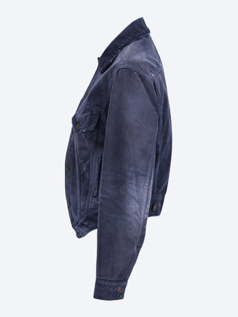 Curved waistband denim jacket